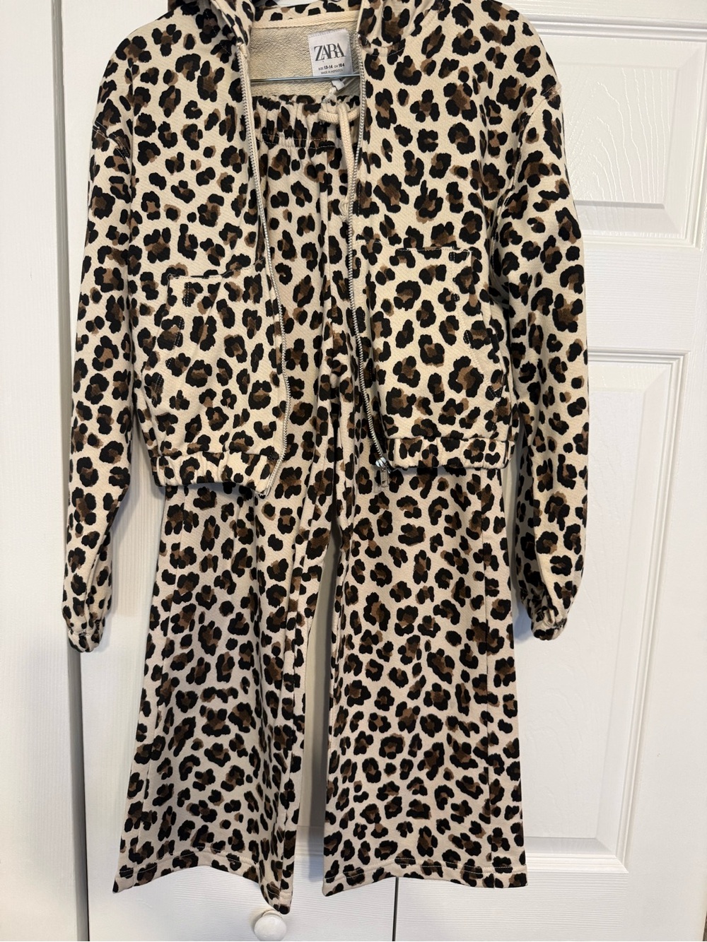 Zara Beige and Brown Leopard Print Kids Matching Set